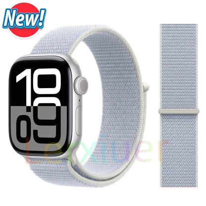 适用于 Apple Watch 46mm 44mm 45mm 40mm 41mm 42mm 的尼龙回环表带，适配 iWatch 系列 11 10 9 SE 8 7 6 5 4 Ultra 3 2 49mm