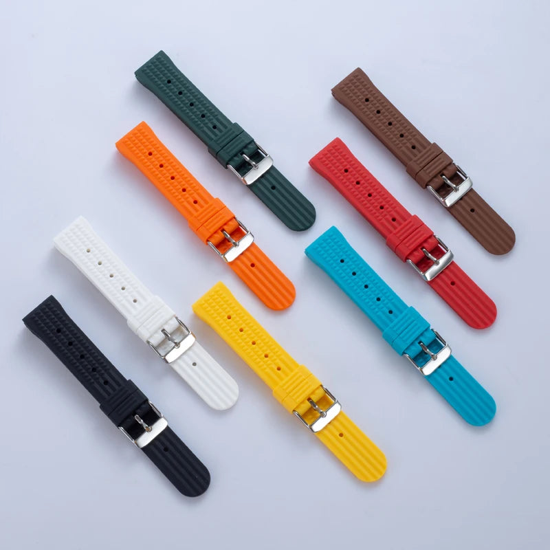 Watchdives – bracelet de montre gaufré en caoutchouc souple de qualité supérieure, 20mm 22mm, bracelet de remplacement à dégagement rapide, bandes unisexes durables en caoutchouc de Silicone