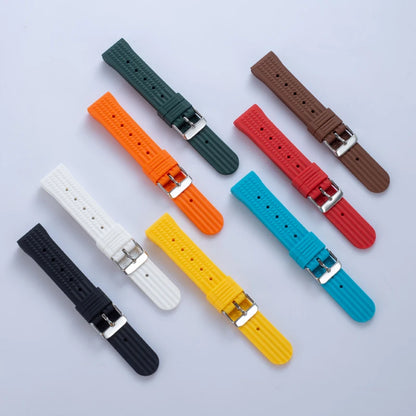 Watchdives – bracelet de montre gaufré en caoutchouc souple de qualité supérieure, 20mm 22mm, bracelet de remplacement à dégagement rapide, bandes unisexes durables en caoutchouc de Silicone