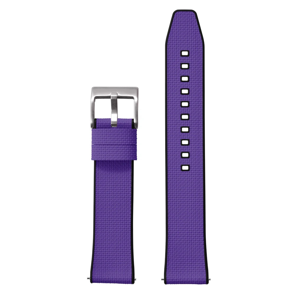 Cinturino in gomma FKM in tela per vela 18mm 19mm 20mm 21mm 22mm 24mm, top FKM a sgancio rapido + base FKM, vestibilità perfetta, cinturino universale piatto per orologio