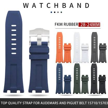 Bracelet de montre en caoutchouc FKM souple au fluor naturel, 28mm, pour bracelet AP, pour ceinture Audemars et Piguet 15710/15703, sans dégagement rapide