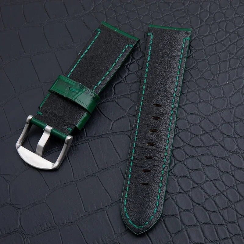 Accessoires universels, bracelet de montre en cuir de veau souple en bambou, 20/22/24mm, pour Tudor/TISSOT/Huawei/IWC/Omega, ceinture pour bracelet Panerai