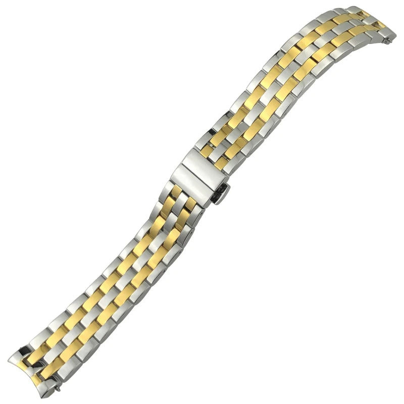 Cinturino per orologio con estremità curve in acciaio inossidabile di alta qualità, 20mm, per MIDO BARONCELLI M8600, bracciale per orologio in argento massiccio e oro rosa