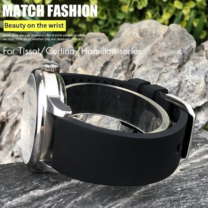 Cinturino universale in gomma di alta qualità con estremità dritta, 19/20/21/22 mm, bracciale di ricambio morbido e impermeabile per orologi da uomo, orologi subacquei