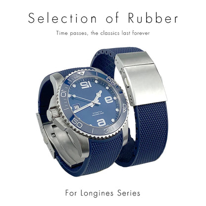 Bracelet de montre en caoutchouc et Silicone, 19mm 20mm 21mm, pour Longines Conquest HydroConquest L3.642 641 782 VHP, noir et bleu