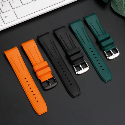 Bracelet de montre en caoutchouc FKM incurvé de haute qualité, 20 22mm, pour seiko rolex tudor Tissot, bracelet de montre pour hommes, fermoir papillon