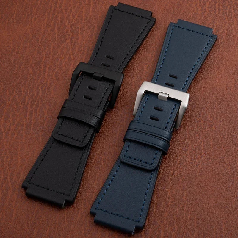Bracelet de montre en cuir véritable de haute qualité, 34x24mm, convexe, pour Bell Strap Ross BR-01 BR-03, avec boucle à ardillon