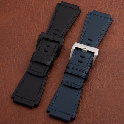 Bracelet de montre en cuir véritable de haute qualité, 34x24mm, convexe, pour Bell Strap Ross BR-01 BR-03, avec boucle à ardillon