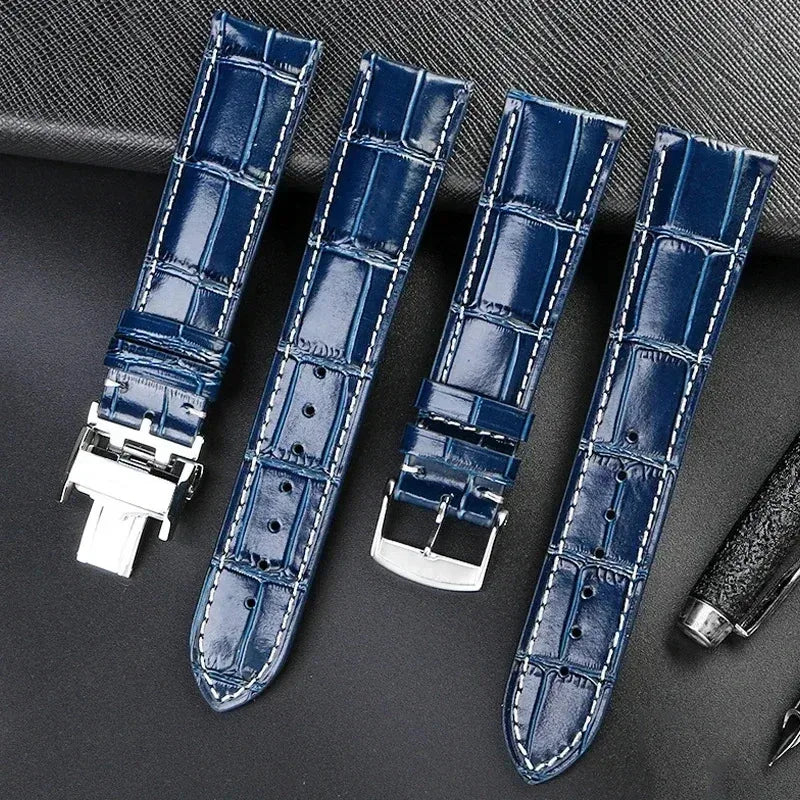 Per il bracciale artigianale Longines con luna e magnifico motivo coccodrillo blu, cinturino da uomo Comcas 20 mm. È adatto