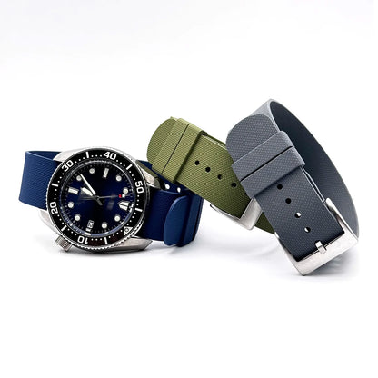 Bracelet de Montre Nato Caoutchouc Siliconé Boucle Brossé - 24,5cm