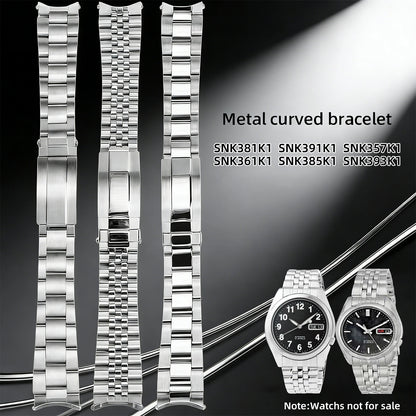 Cinturino per orologio in acciaio inossidabile da 18 mm/19 mm con estremità curve per Seiko 5. Sxns80/79/79k/77k/73 SNK381K1/391K1/357K1/361K1/385K1/393