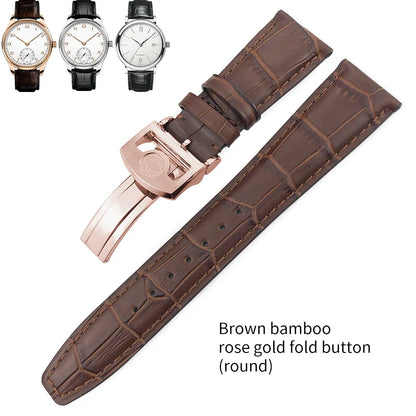 Bracelet de montre en cuir véritable pour hommes, 20mm, 21mm, 22mm, pour IWC, portugais, pilote, marron, noir, bleu
