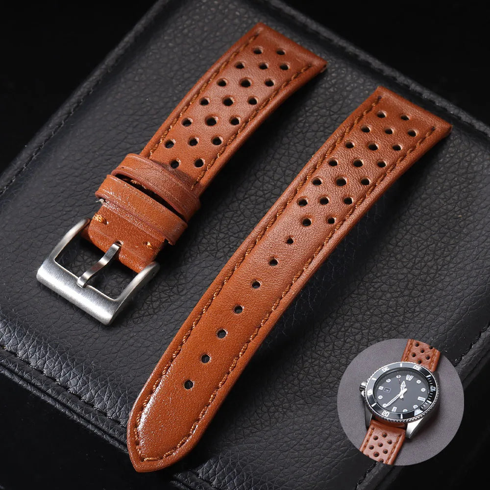 Bracelet universel en cuir de vache véritable, 18mm 20mm 22mm, pour Samsung Galaxy Watch 6 5 4, doux et respirant, rétro