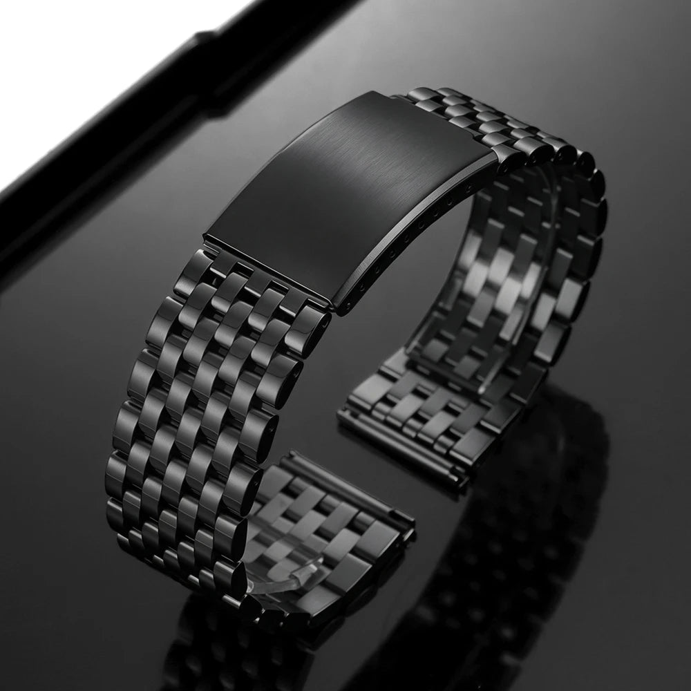 Bracelet de montre en acier inoxydable 20 mm 22 mm pour Omega pour Seiko, bracelet métallique à extrémités plates, bracelet de remplacement pour affaires, accessoires de montre