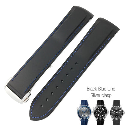 Bracelets de montre en caoutchouc de Silicone 18mm 19mm 20mm 21mm 22mm pour Omega couturier planète océan bracelet de montre de Sport Hydroconquest étanche