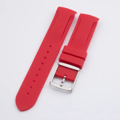 Nuovo cinturino in gomma morbida da 20 mm con estremità ricurve per Omega Strap Joint Moonswatch Constellation, bracciale sportivo impermeabile con fibbia ad ardiglione