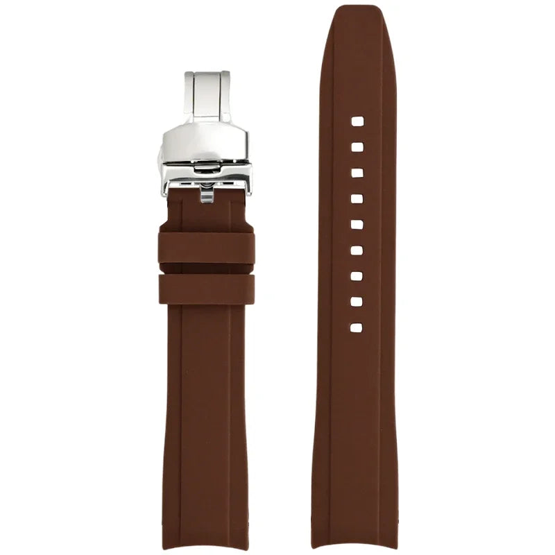 Bracelet universel en Silicone à haute résistance, 18mm 19mm 20mm 21mm 22mm, pour Tissot 1853, extrémité incurvée, boucle papillon, Bracelet de montre