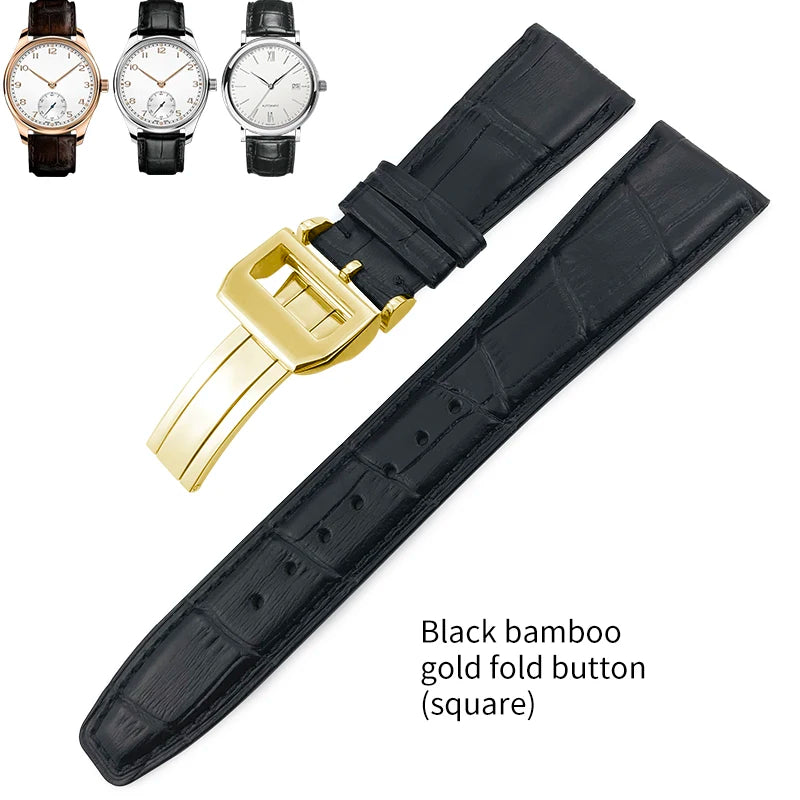 Bracelet de montre en cuir véritable pour hommes, 20mm, 21mm, 22mm, pour IWC, portugais, pilote, marron, noir, bleu