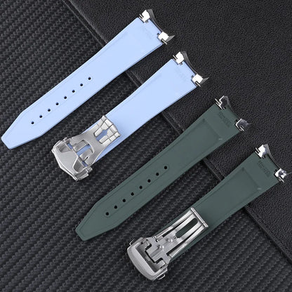 Soft Convex FKM Fluoro Rubber Watch Strap for Longines HydroConquest GMT V.H.P. 21mm 22mm Strap for 41/42mm Dial