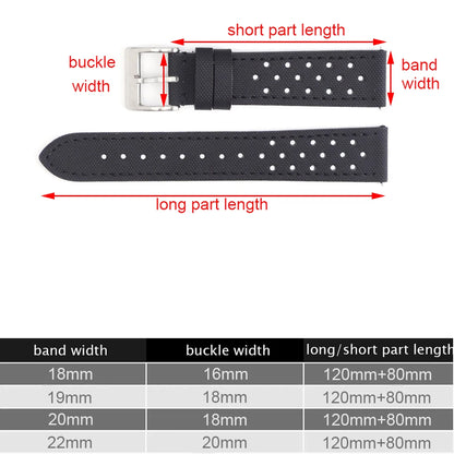 Premium sailcloth watch strap 18mm 19mm 20mm 22mm rally racing watch strap breathable perforated quick-release sports watch straps