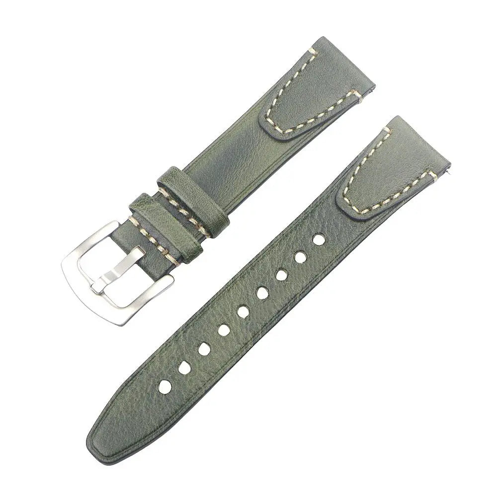 Cinturino per orologio in pelle retrò fatto a mano, cinturino a sgancio rapido, struttura in acciaio inossidabile, 18mm, 20mm, 22mm