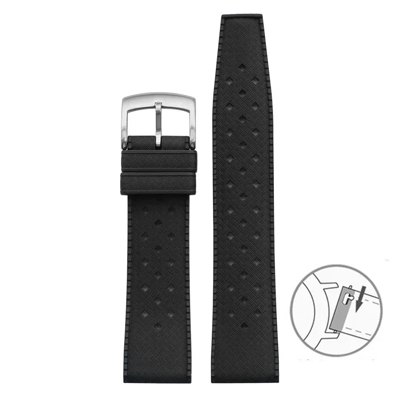 Bracelet de montre en caoutchouc fluoré, 20mm 22mm, libération rapide, Sport, étanche, FKM, pour hommes et femmes, bracelet de remplacement pour Seiko pour Citizen