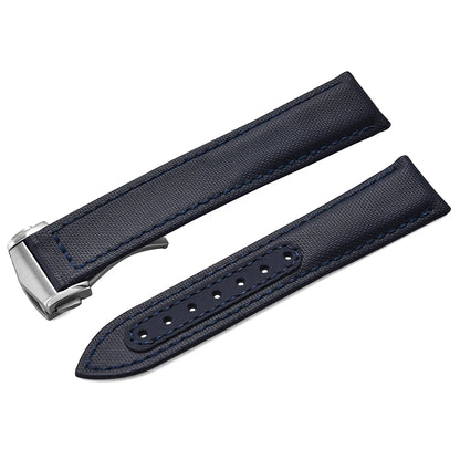 Bracelet de montre en Nylon en tissu voile, 20mm 22mm, en cuir, pour Omega Seamaster Swatch, boucle pliante, Bracelet universel