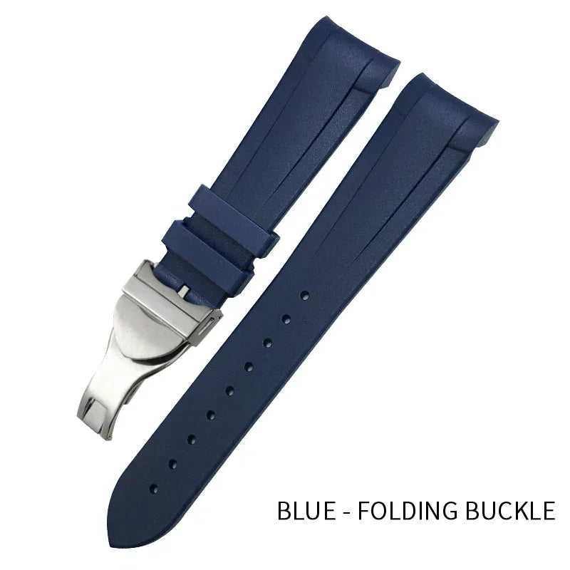 Bracelet de montre en silicone caoutchouc de haute qualité à extrémités courbées 22 mm 20 mm pour Tudor Black Bay 41 mm Pelagos 42 mm 1958 Blue Sports Watch Strap