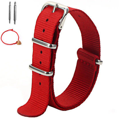Bracelet de montre à rayures de remplacement pour hommes et femmes, en Nylon, avec boucle ardillon argentée, 16MM 18MM 20MM 22MM, bracelet à dégagement rapide