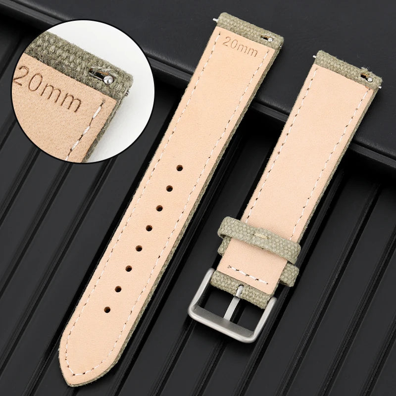 Bracelet de montre en toile pour montre militaire pilote 6105, 18mm 20mm 22mm, dégagement rapide, remplacement universel, rétro, accessoires de montre