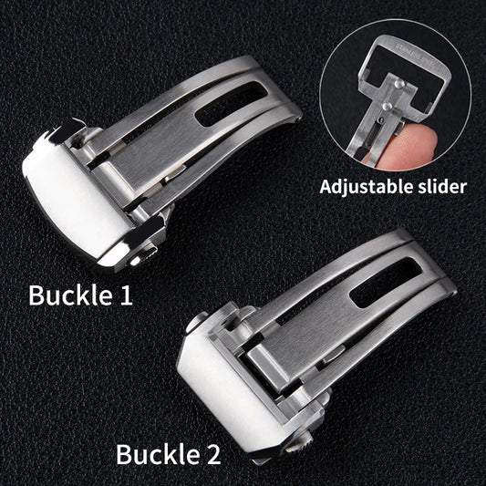 Chiusura regolabile da 18 mm in acciaio inossidabile 316L per cinturino Longines, fibbia scorrevole in pelle e gomma per Chronometer Conquest Yu