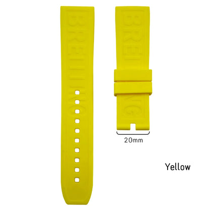 Cinturino di ricambio in silicone naturale da 24 mm 22 mm per Breitling Superocean AVENGER Challenger Seawolf, nero e giallo, morbido