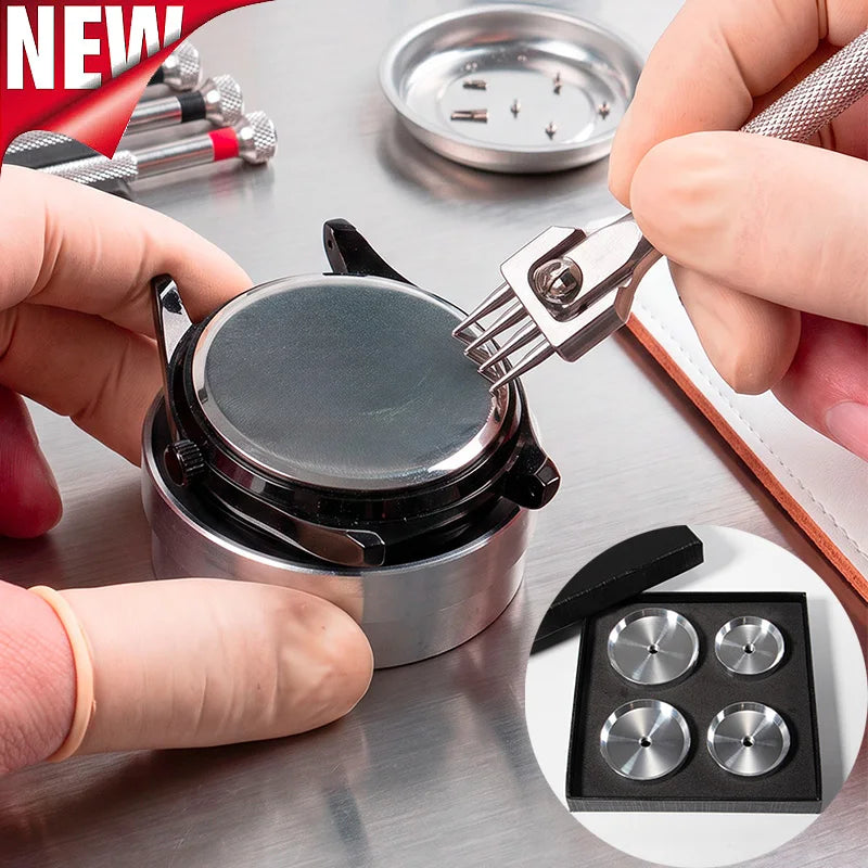 Kit de 4 matrices en aluminium extra larges pour boîtier de montre et presse à verre 35mm - 50mm – Outils de réparation de montres pour horloger