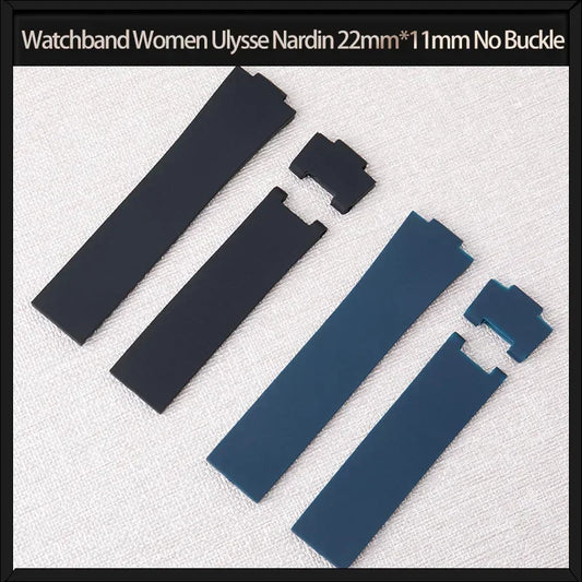 Cinturino in gomma morbida da donna, taglia adatta per Athens Observation Navigation 1183, impermeabile, nero, blu, Ulysse Nardin, 22 mm x 11 mm