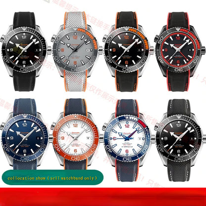 Bracelet à extrémité incurvée pour hommes, 8 couleurs, pour Omega Seamaster 300 Ocean Speedmaster 8900 Planet Ocean, 20m 22mm, tissu en Nylon et caoutchouc