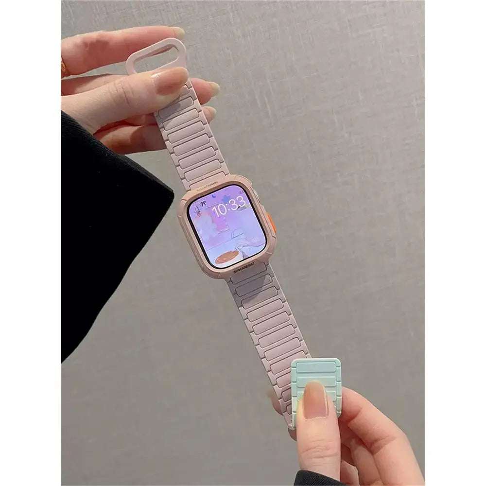 Bracelet magnétique en silicone + étui pour Apple Watch 49mm 46mm 45mm 44mm 41 40 42 Correa Band pour Watch Series 10 9 8 7 SE 6 5 4