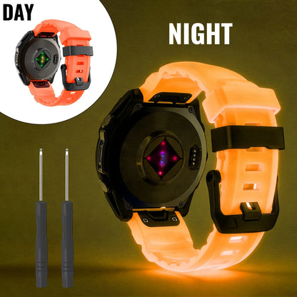 Cinturino per orologio in silicone luminoso, 22/26mm, per Garmin Fenix 5X/5X Plus/6/6X Pro/6X/7X/8(47/51mm)//Tactix Delta/EPIX Pro 51mm/Enduro 3
