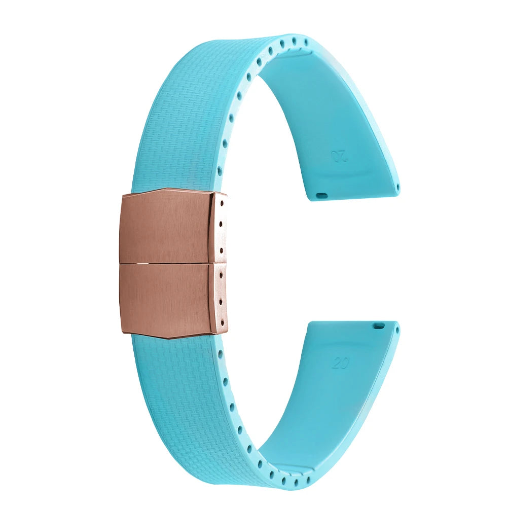 Cinturini per orologi in gomma Delugs CTS Fkm da 20 mm con fibbia a farfalla, 4 colori, texture unica, cinturino per orologi a sgancio rapido per orologi di marca