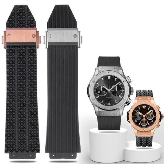 Cinturino per HUBLOT BIG BANG serie classica, 17mm-25mm, in gomma nera e blu, accessori per orologi in silicone impermeabile
