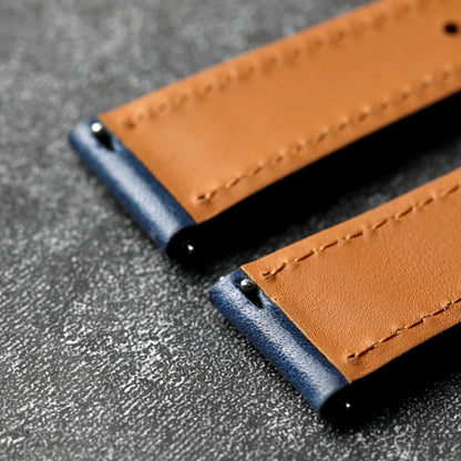 Bracciale in pelle di vacchetta italiana fatto a mano, 18 19 20 21 22 MM nero, cinturino in pelle vintage blu-verde, a sgancio rapido, bracciale morbido da uomo