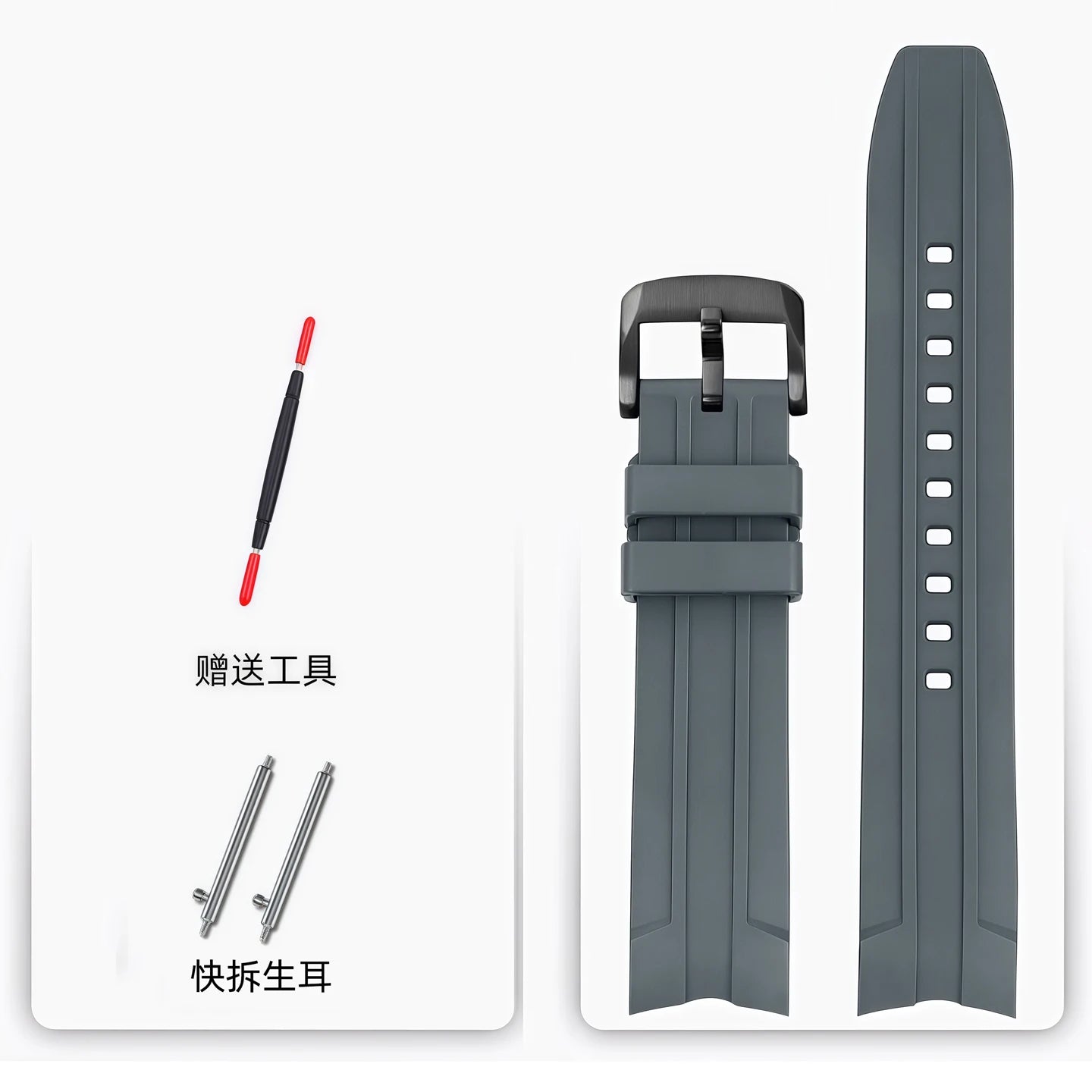 21mm FKM Fluorine Rubber Quick Release Strap for Longines Conquest L3.781/L3.782/L3.742.2 Hydroconquest, Men's Fluorine Rubber Watch Band