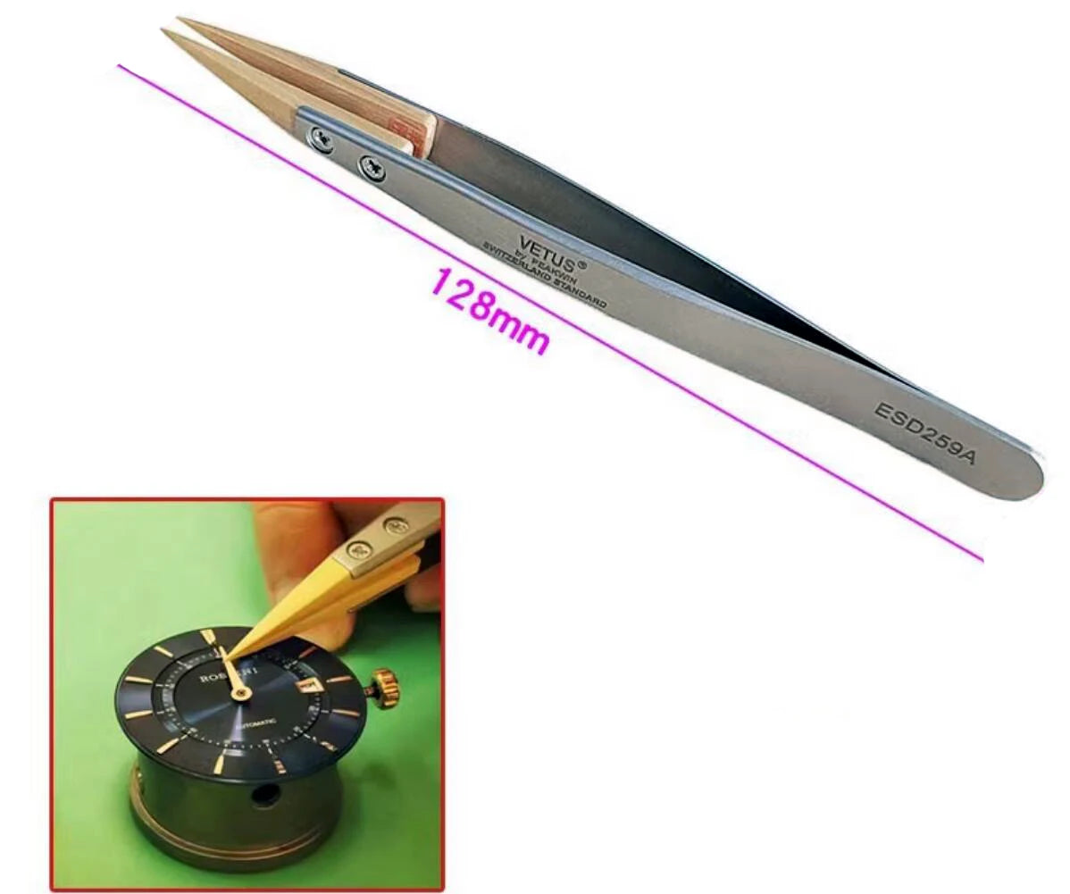 Pincettes pointues en buis, outils d'horlogerie, pincettes en bois poli à la main, pincettes antimagnétiques de précision, ne fait pas mal aux pièces de montre