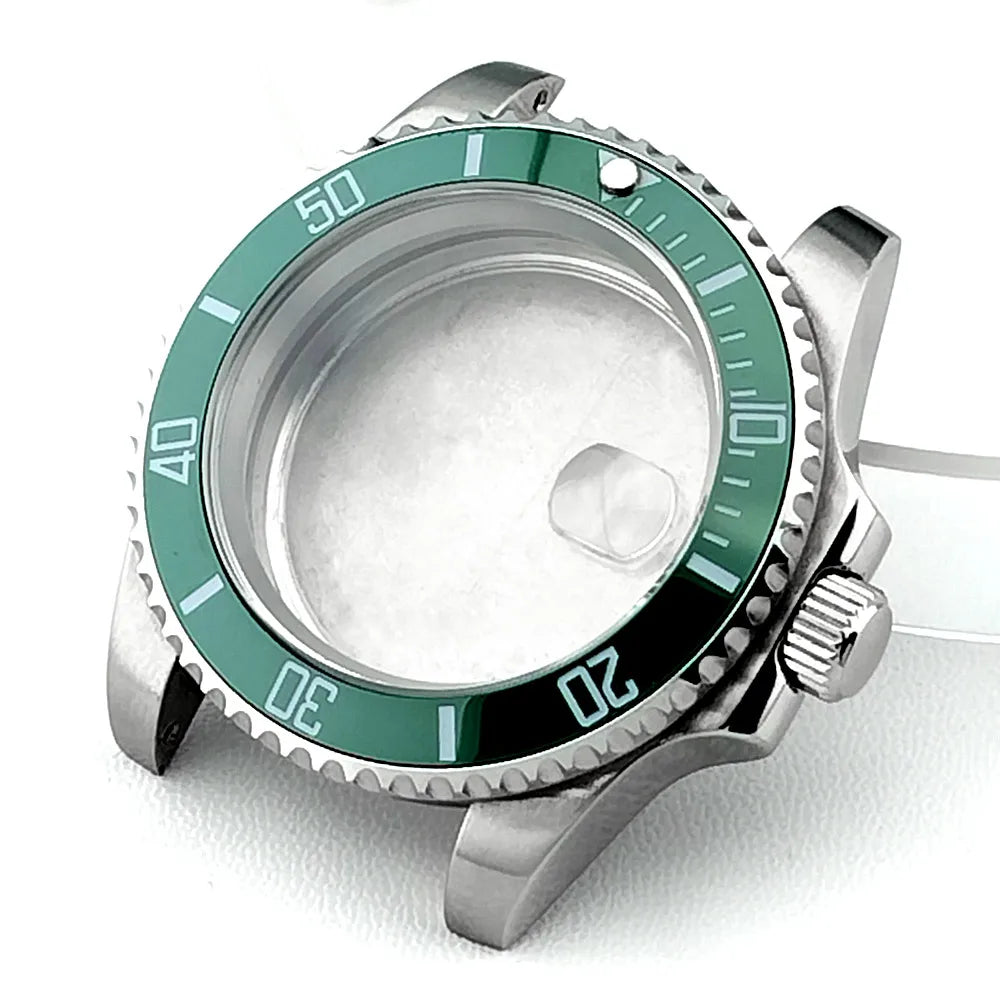 Cassa per orologio secondario in argento di alta qualità, 40,5 mm, adatta per NH-35/36, vetro zaffiro, cassa in metallo, parti e accessori resistenti all'acqua fino a 50 bar