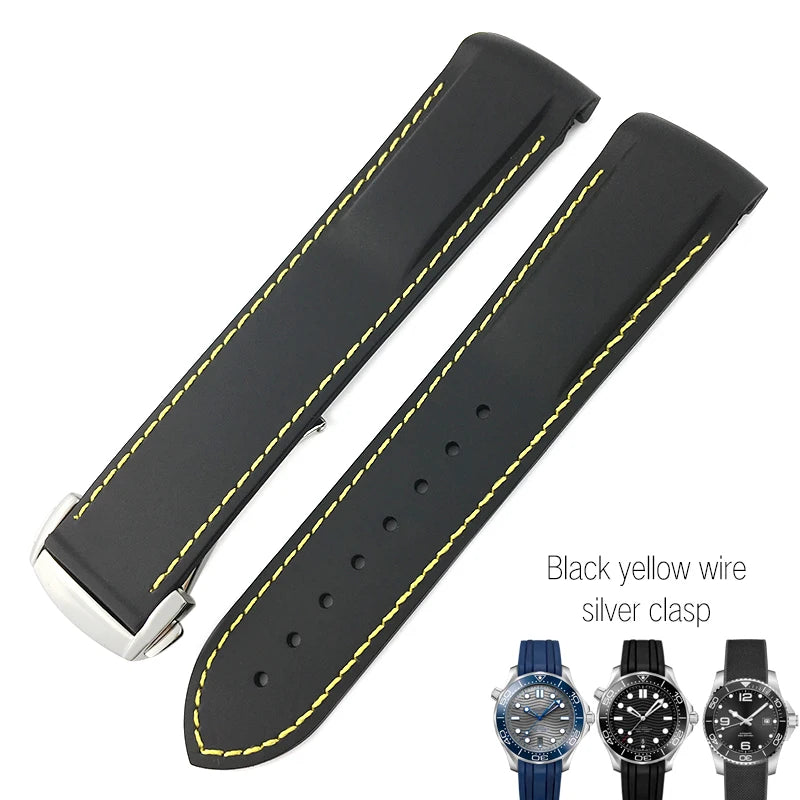 Bracelets de montre en caoutchouc de Silicone 18mm 19mm 20mm 21mm 22mm pour Omega couturier planète océan bracelet de montre de Sport Hydroconquest étanche