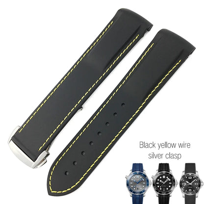 Bracelets de montre en caoutchouc de Silicone 18mm 19mm 20mm 21mm 22mm pour Omega couturier planète océan bracelet de montre de Sport Hydroconquest étanche