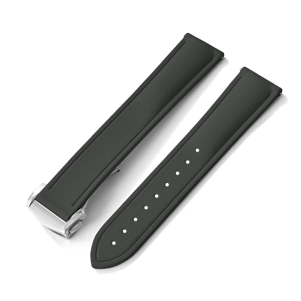 Bracelet de montre déployant de sport à motif tissé de haute qualité, 20mm 21mm 22mm, bracelet de montre en caoutchouc FKM