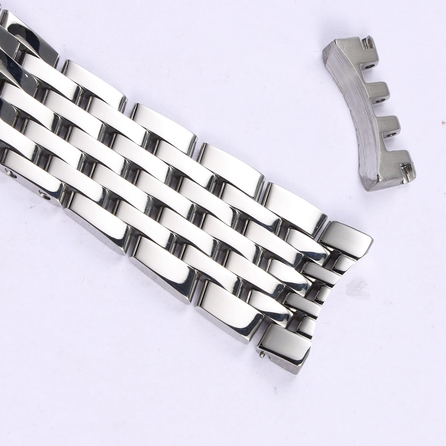 Nouveau bracelet de montre en acier inoxydable massif poli argenté de 24 mm pour Breitling Navitimer, avec fermoir déployant