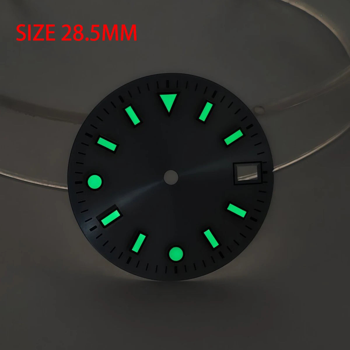 28.5mm watch dials for NH35/NH36 movements with green luminous dials for watch replacement parts no logo