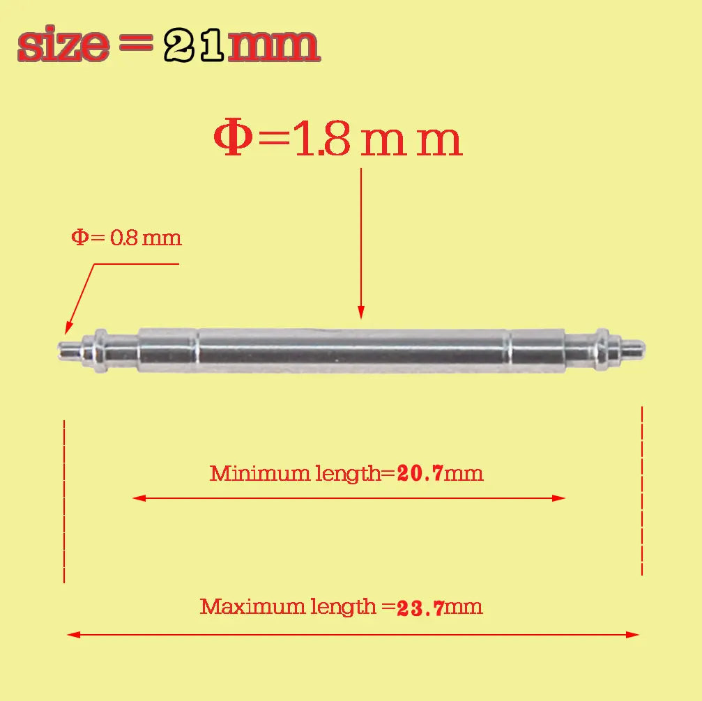 10 x barres de ressort/broches de montre de haute qualité 18,19,20,21,22mm, 1.8mm d'épaisseur, acier inoxydable 316