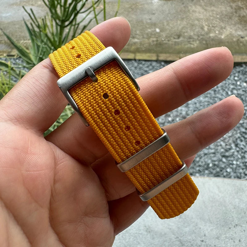 20mm 22mm Sport Fashion Black Yellow Grey Ribbed Fabric Nylon Watch Strap for Blancpain Omega Swatch Watches